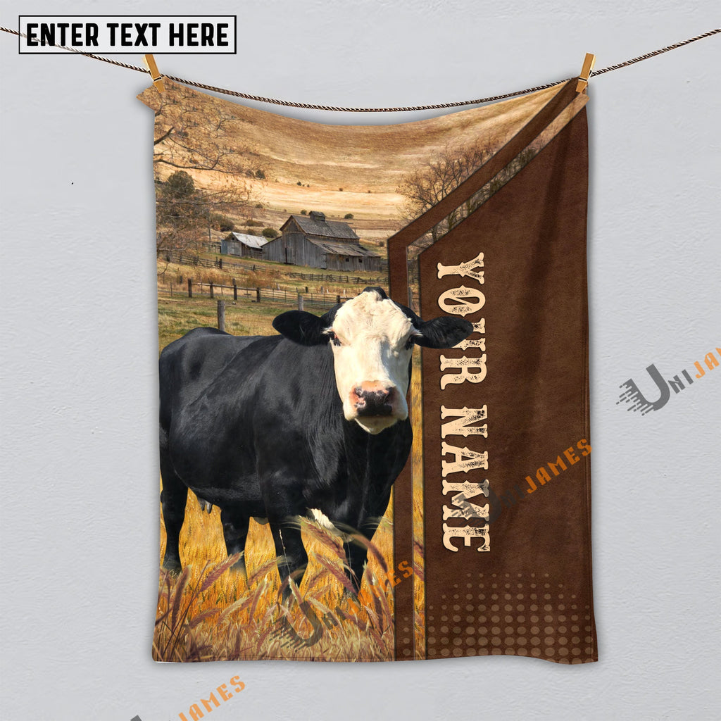 Personalized Name Black Baldy Farming Life Pattern Blanket