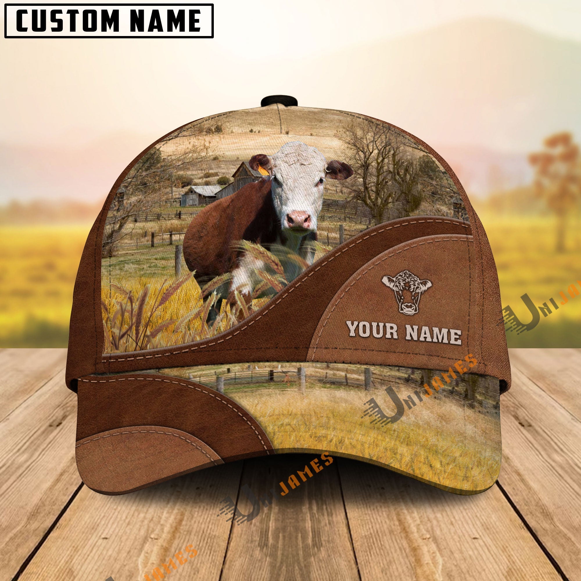 Hereford Farm Living Pattern Customized Name Cap