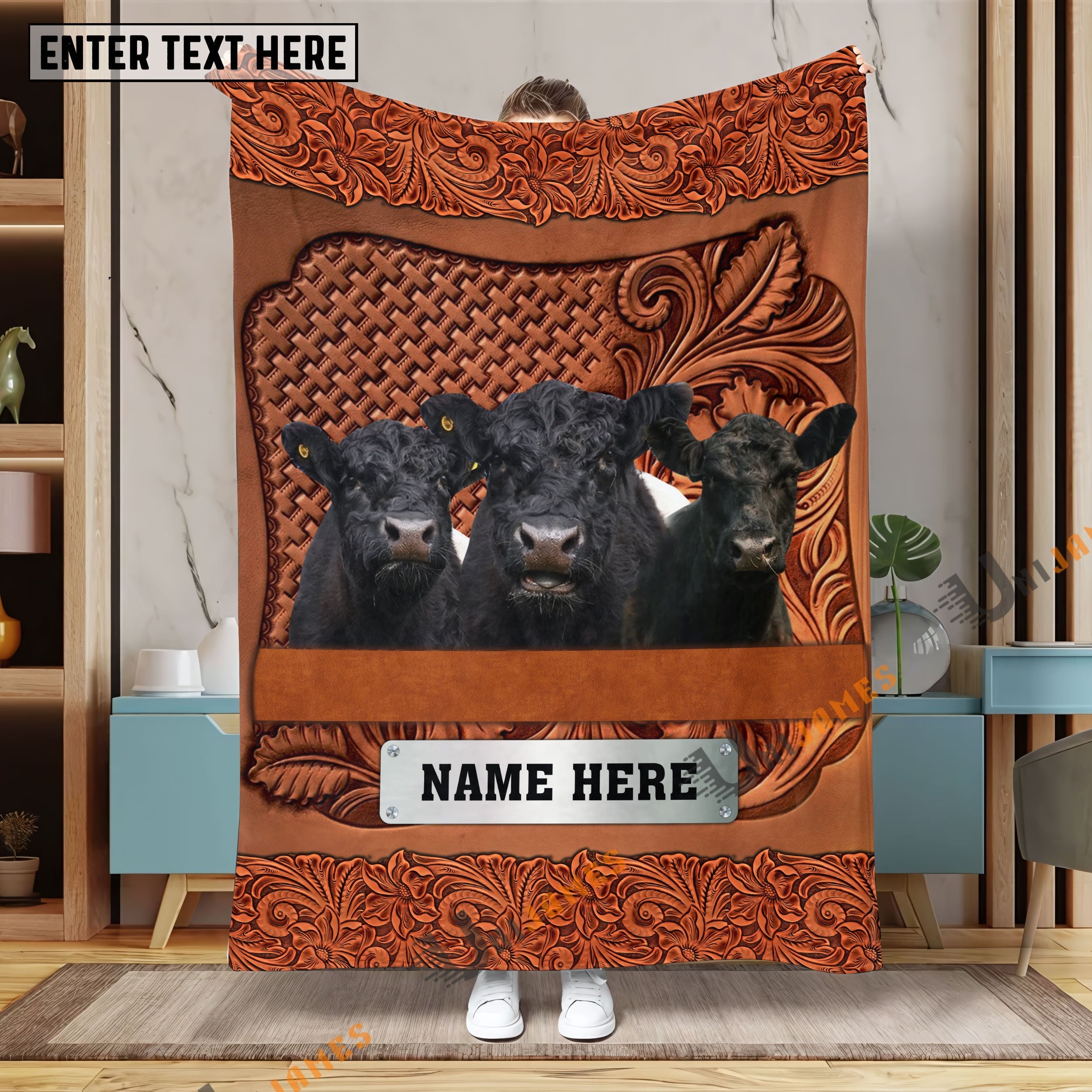 Belted Galloway Farming Life Personalized Name Blanket