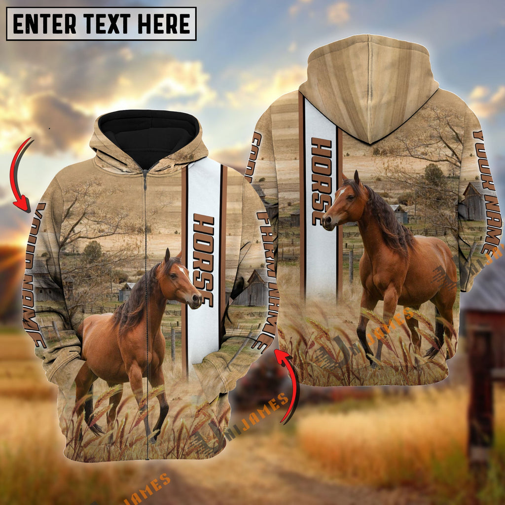 Horse Happy Farm Life Personalized Name, Farm Name 3D Hoodie