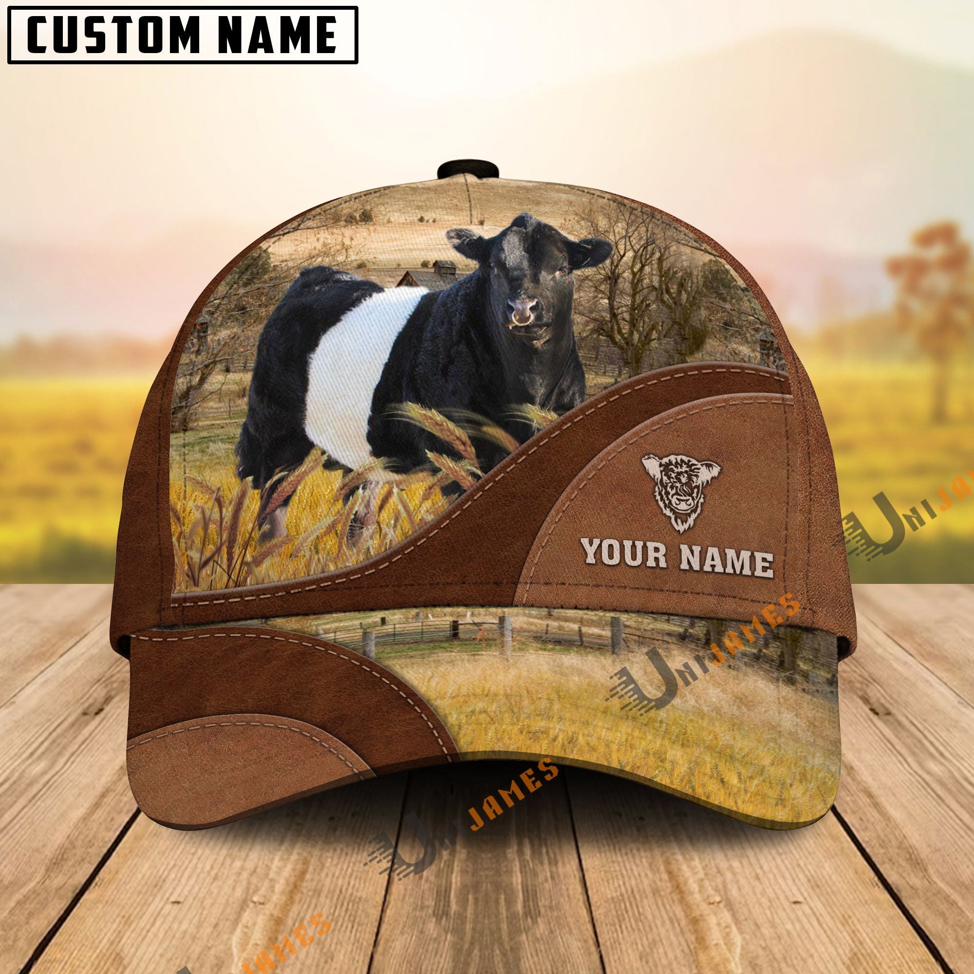 Belted Galloway Farm Living Pattern Customized Name Cap
