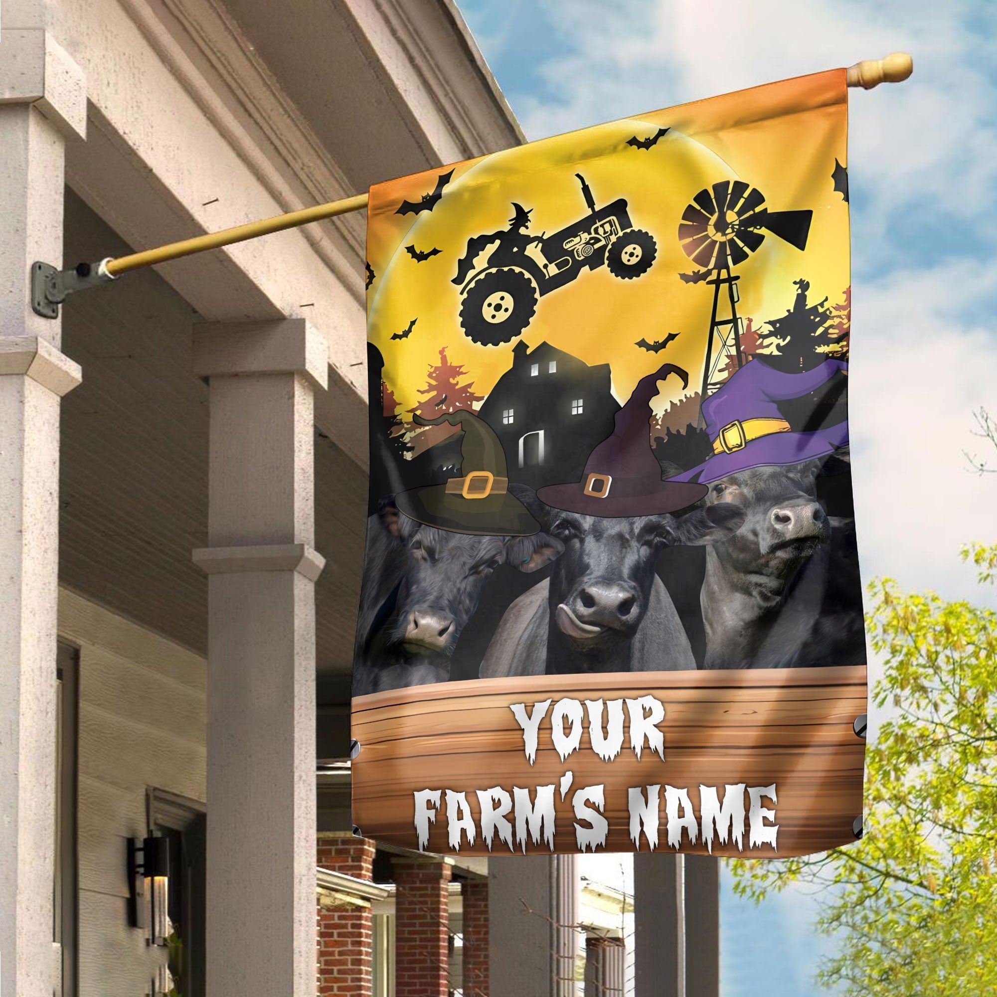 Black Angus Farming Customized Name 3D Flag