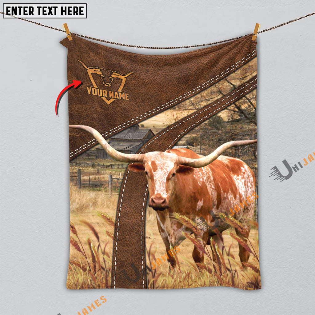 Personalized Name Texas Longhorn Brown Blanket