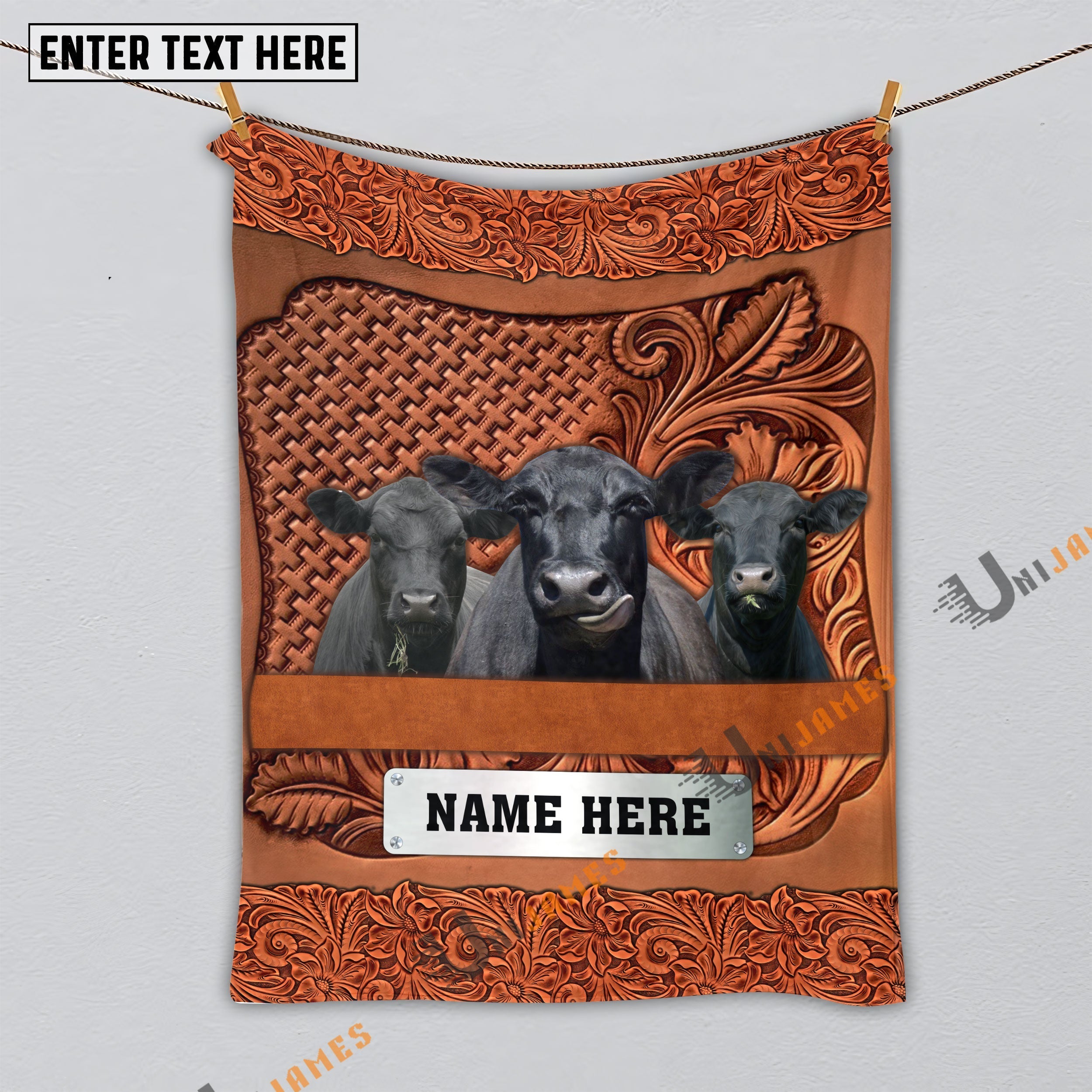 Black Angus Cattle Farming Life Personalized Name Blanket