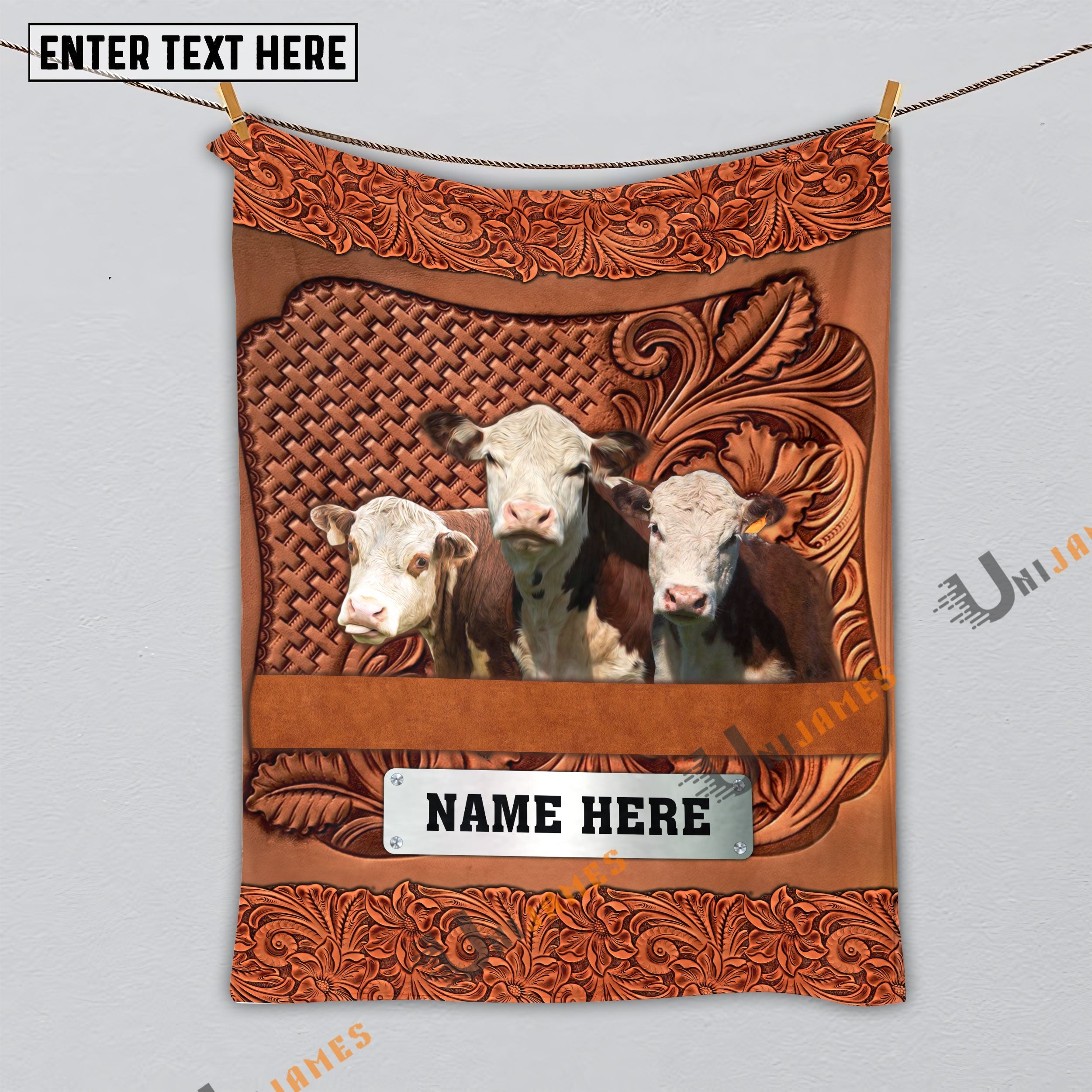 Hereford Cattle Farming Life Personalized Name Blanket