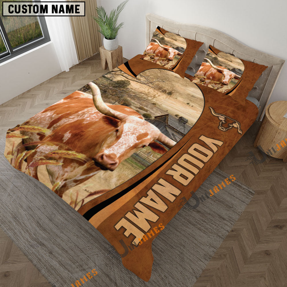 Texas Longhorn Premium Brown Pattern 3D Bedding Set