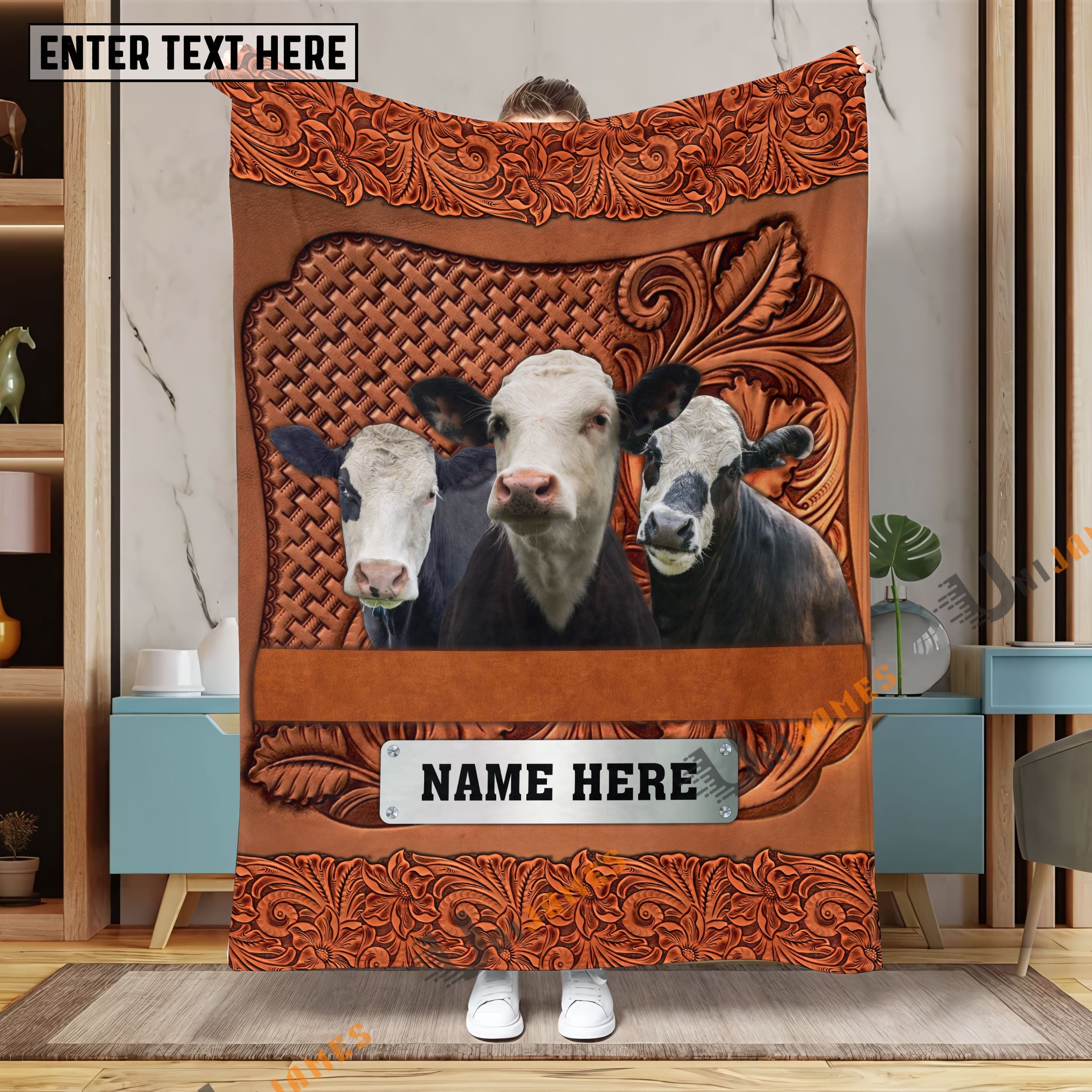 Black Baldy Cattle Farming Life Personalized Name Blanket
