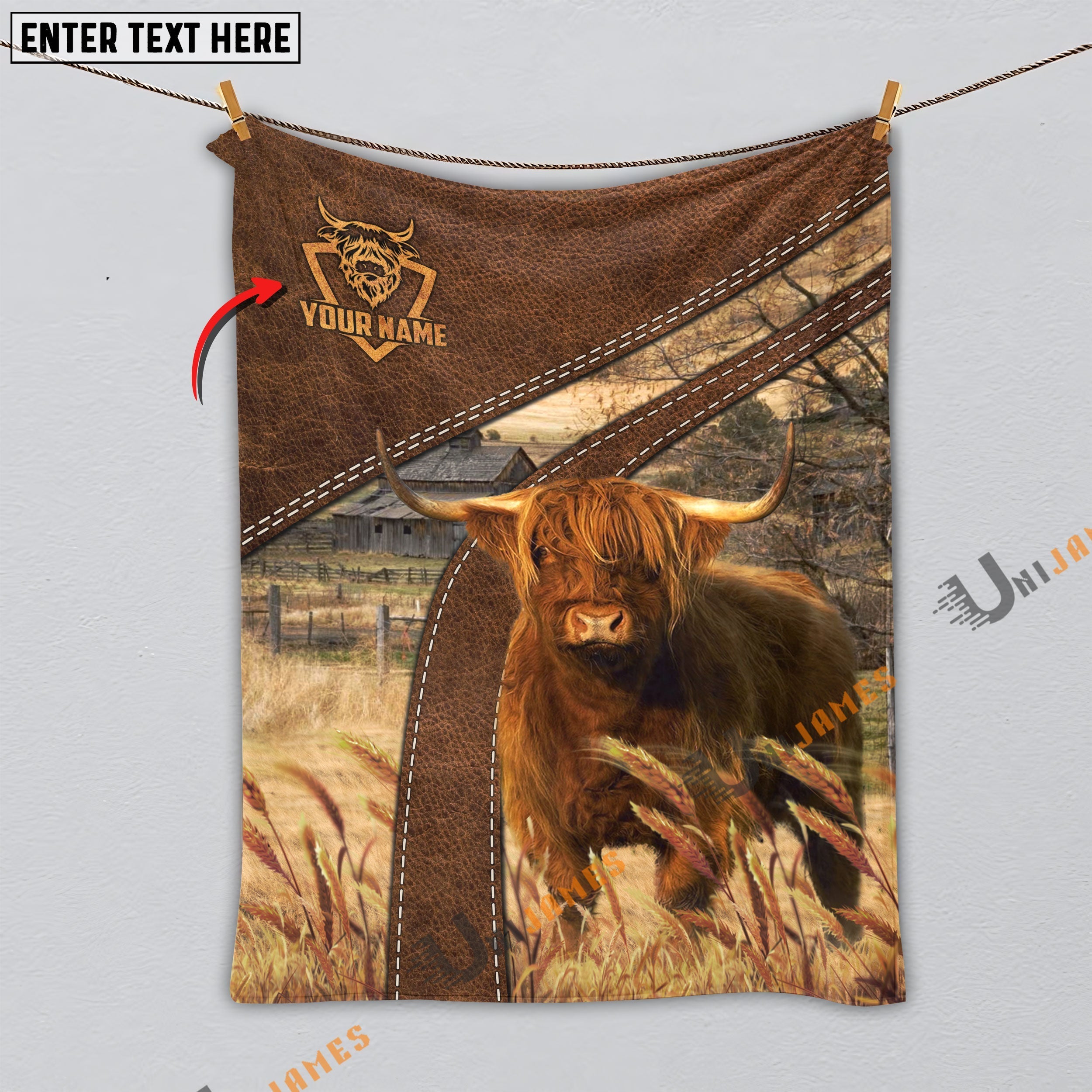 Personalized Name Highland Brown Blanket