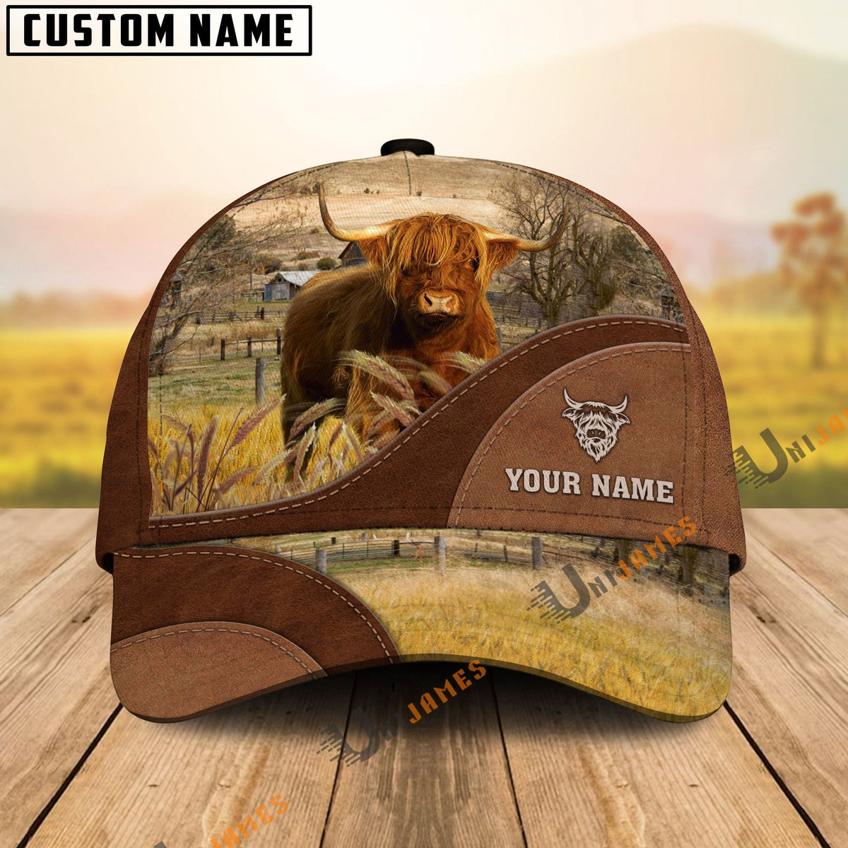 Highland Farm Living Pattern Customized Name Cap