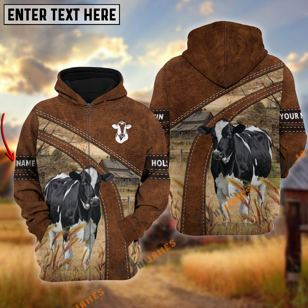 Holstein Custom Name On Sleeve 3D Hoodie