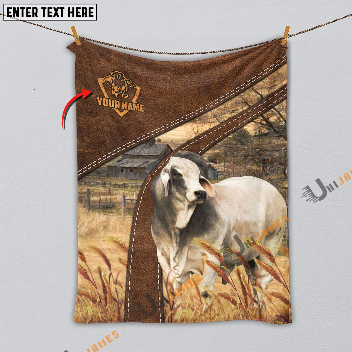 Personalized Name Brahman Brown Blanket