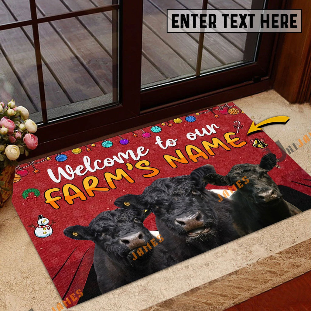 Belted Galloway Christmas Custom Name Doormat