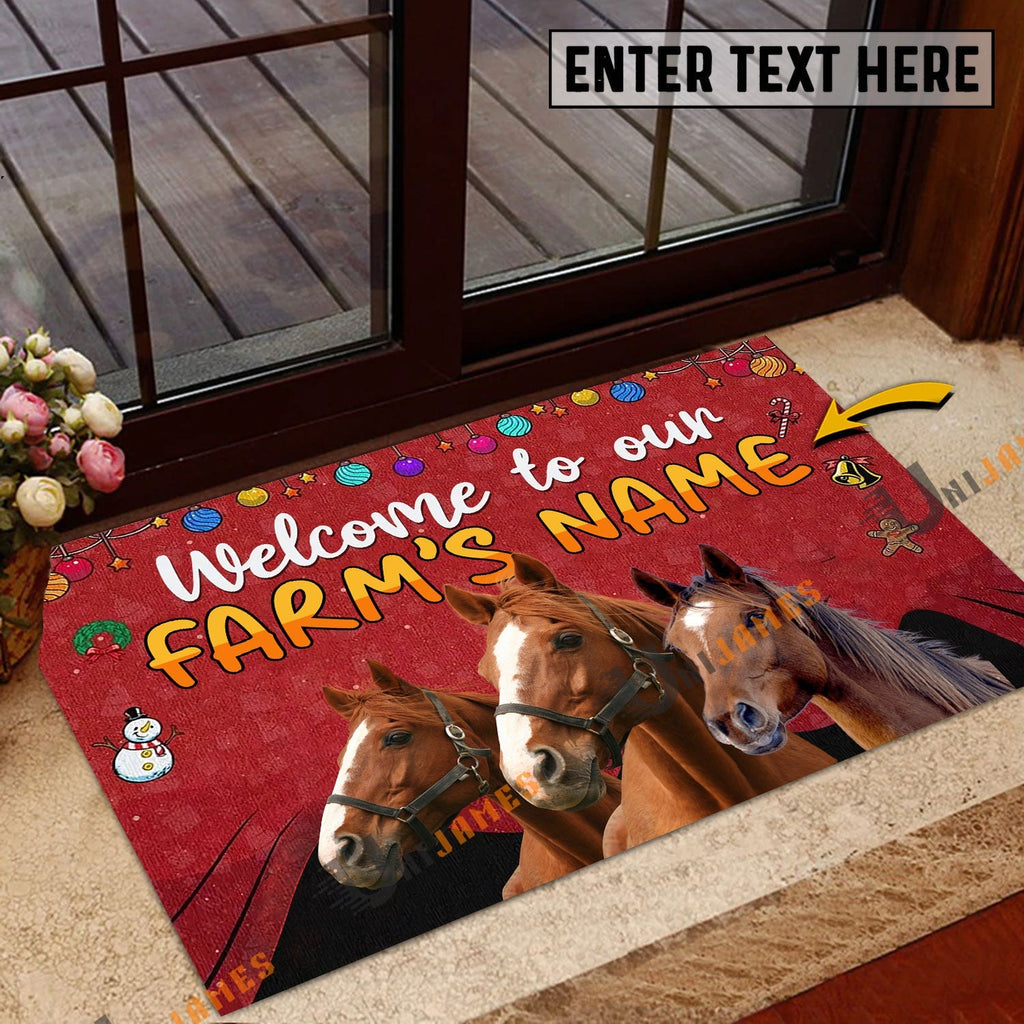 Horse Christmas Custom Name Doormat