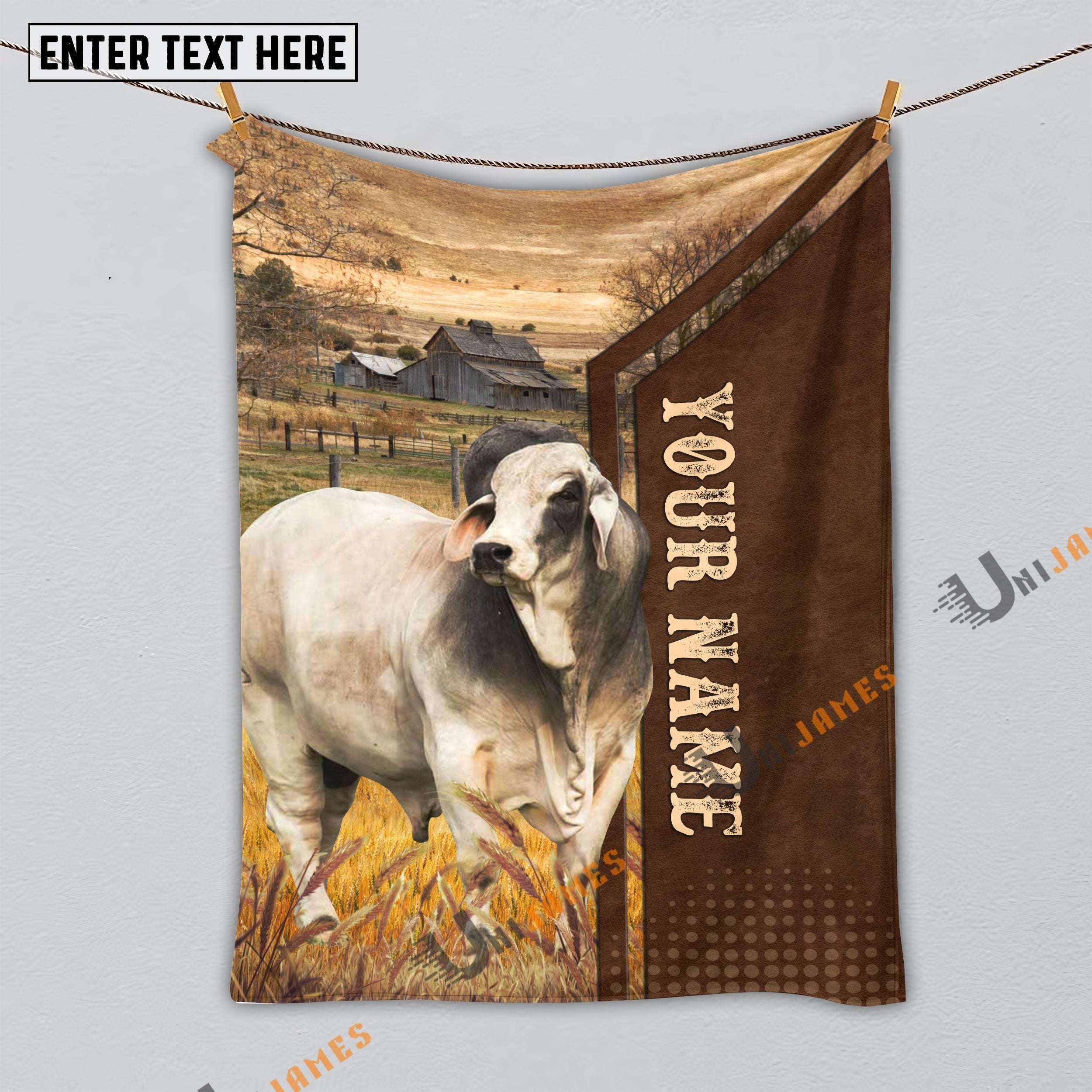 Personalized Name Brahman Farming Life Pattern Blanket
