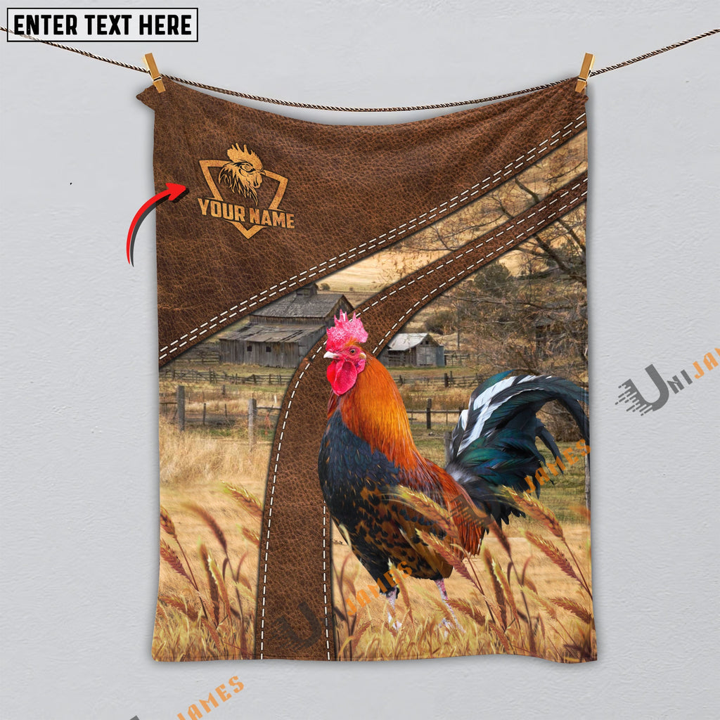 Personalized Name Rooster Brown Blanket
