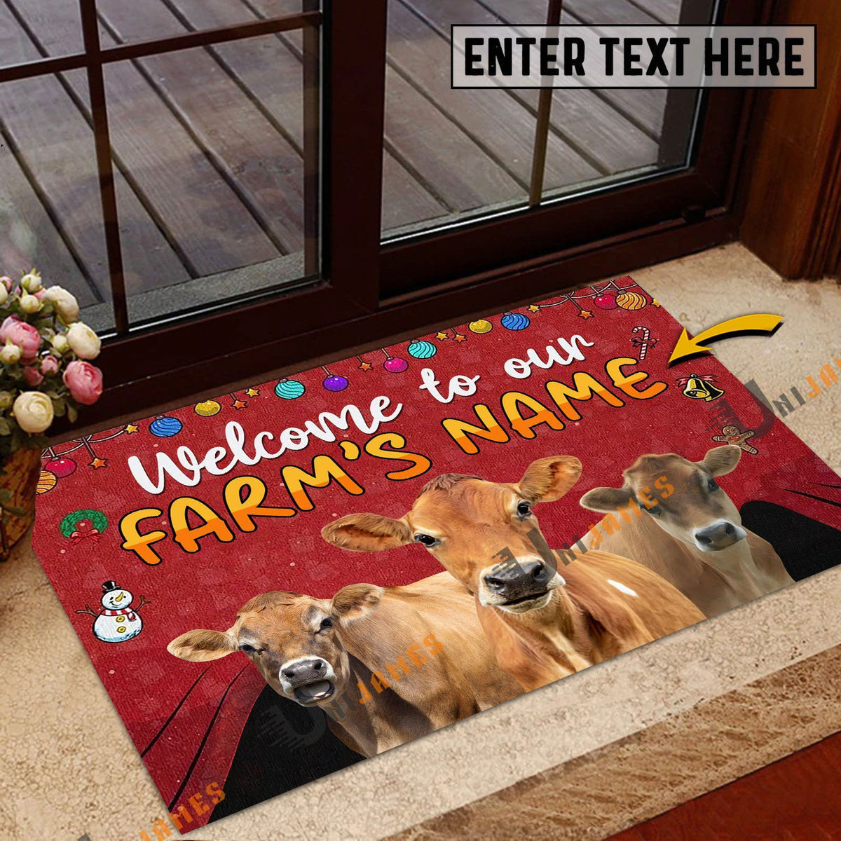 Jersey Christmas Custom Name Doormat