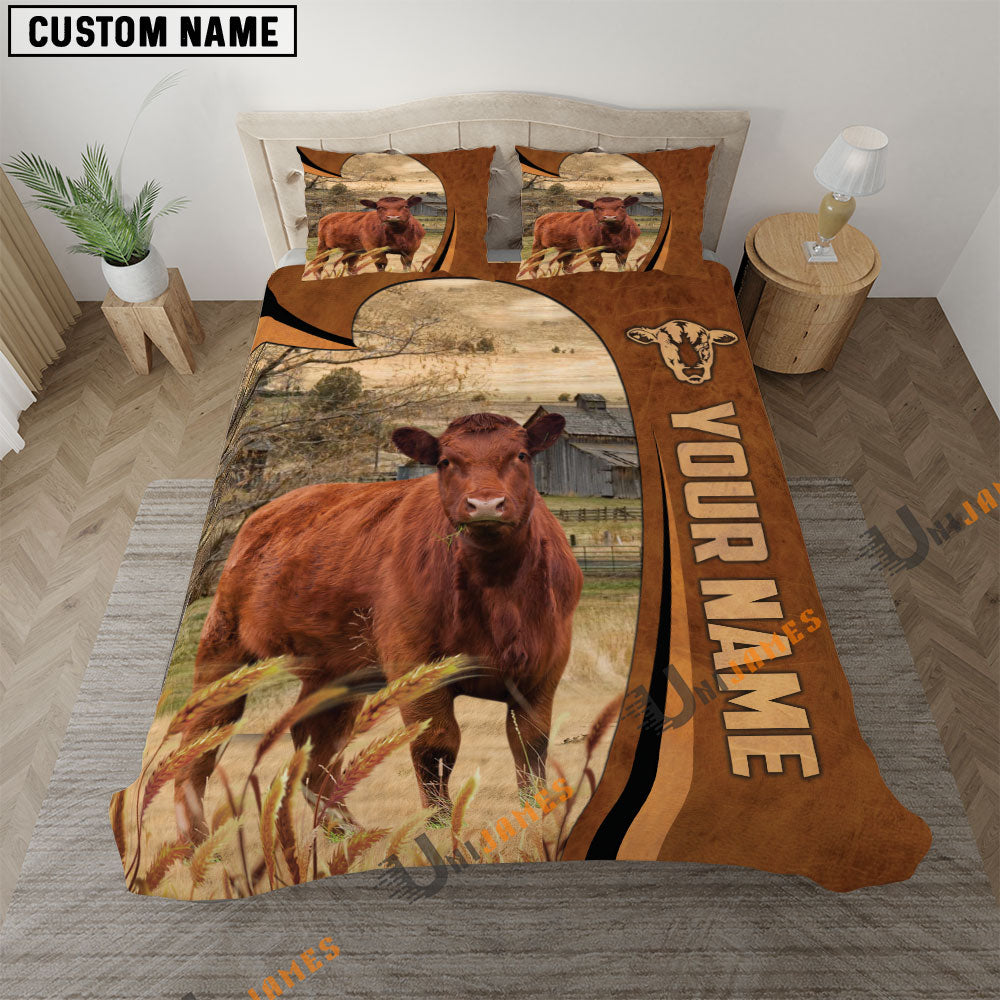 Red Angus Premium Brown Pattern 3D Bedding Set