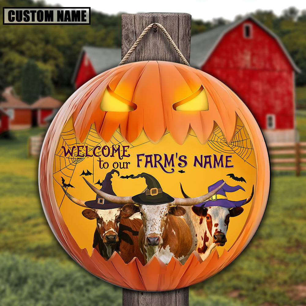 Welcome To Our Farm Pumpkin Custom Name Wooden Sign