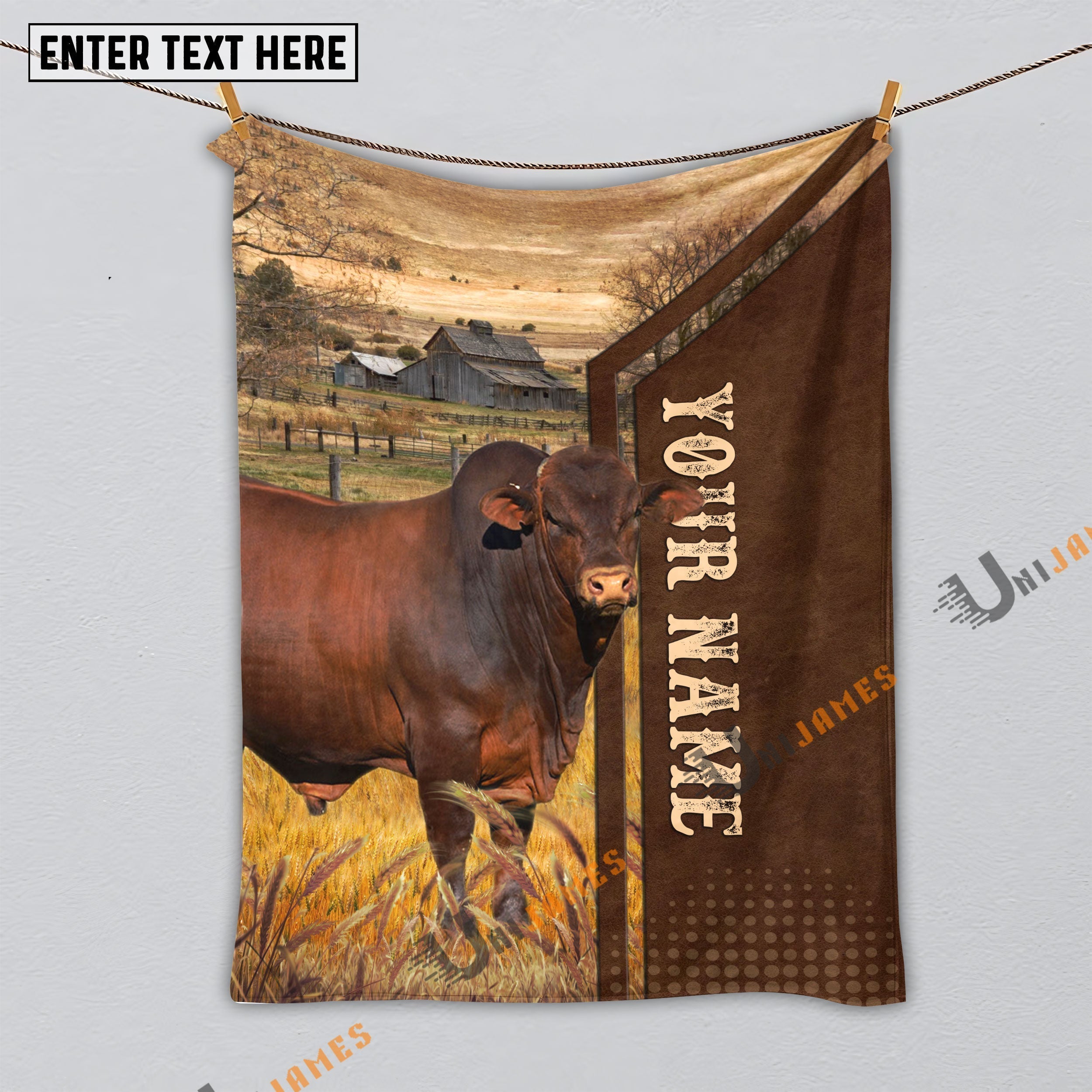 Personalized Name Beefmaster Farming Life Pattern Blanket