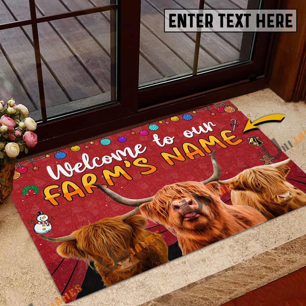 Highland Christmas Custom Name Doormat