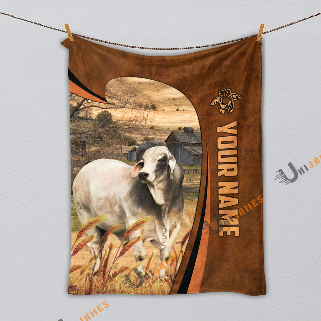 Personalized Name Brahman Premium Brown Pattern 3D Blanket