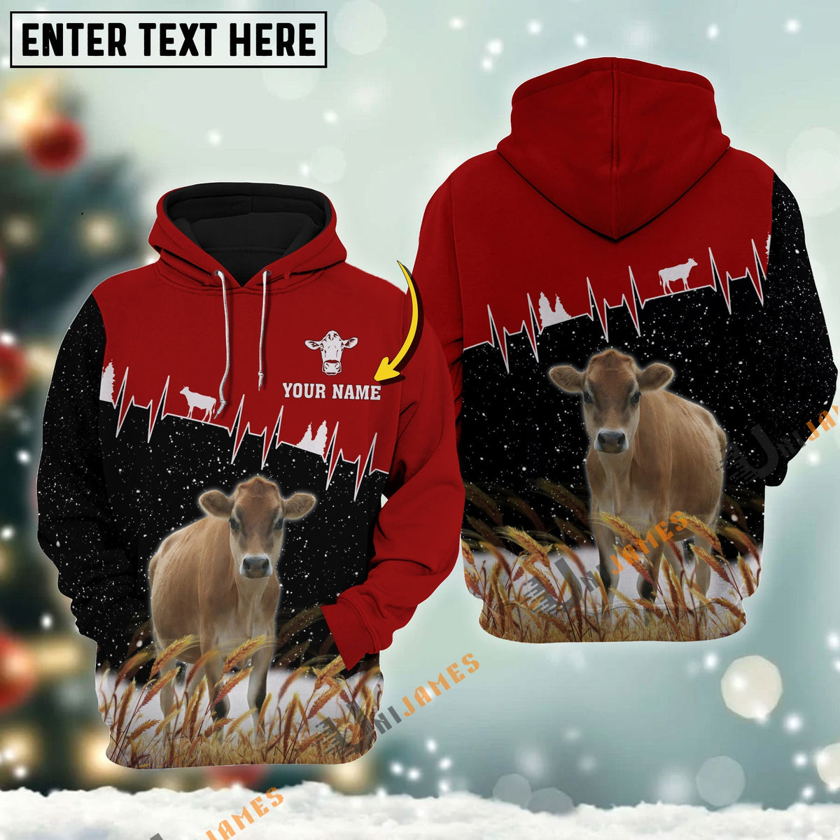Personalized Name Jersey Xmas Hoodie
