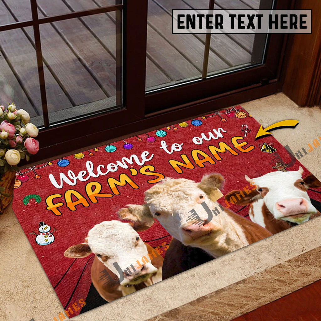 Hereford Christmas Custom Name Doormat