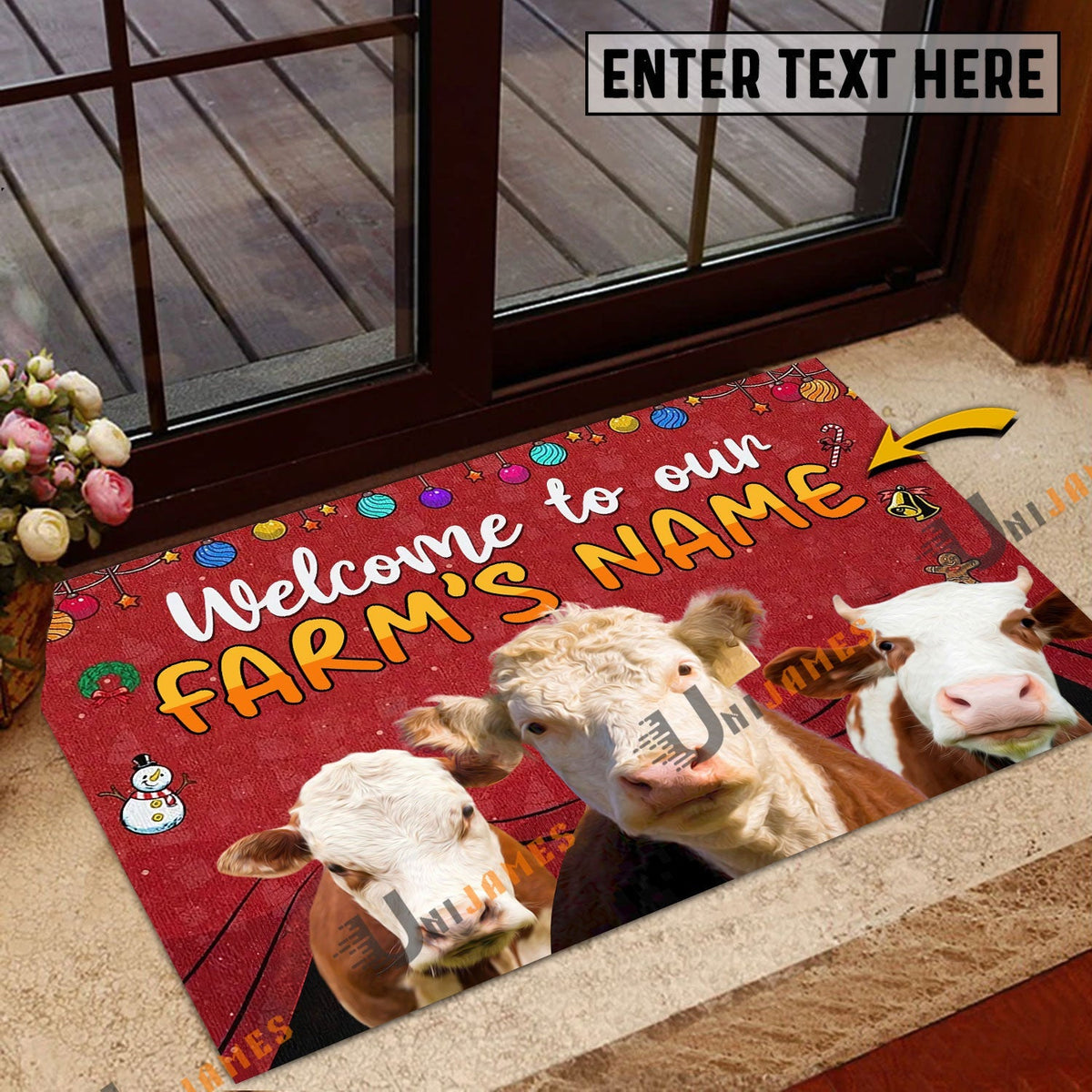 Hereford Christmas Custom Name Doormat