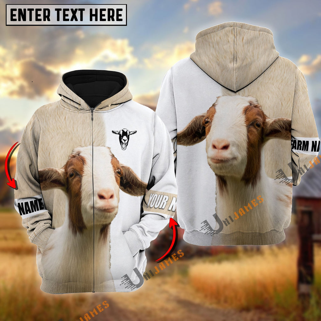 Goat And White Personalized Name Shirt