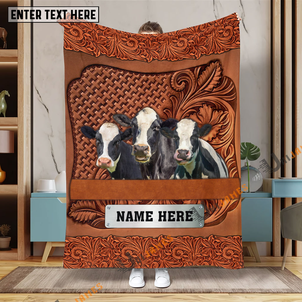 Holstein Cattle Farming Life Personalized Name Blanket