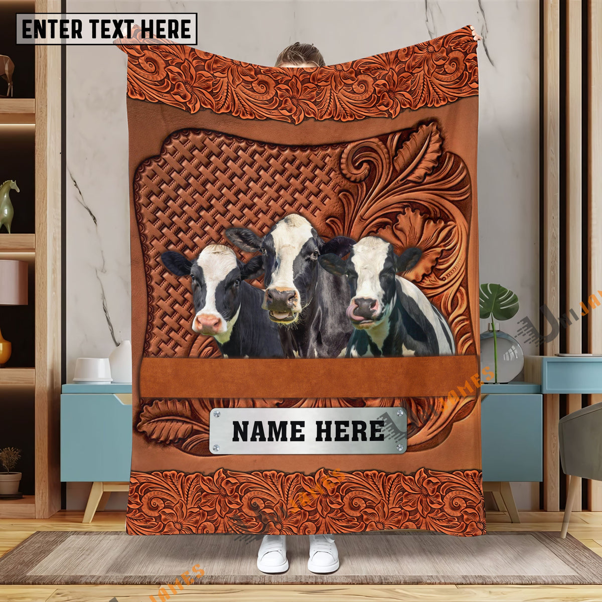 Holstein Cattle Farming Life Personalized Name Blanket