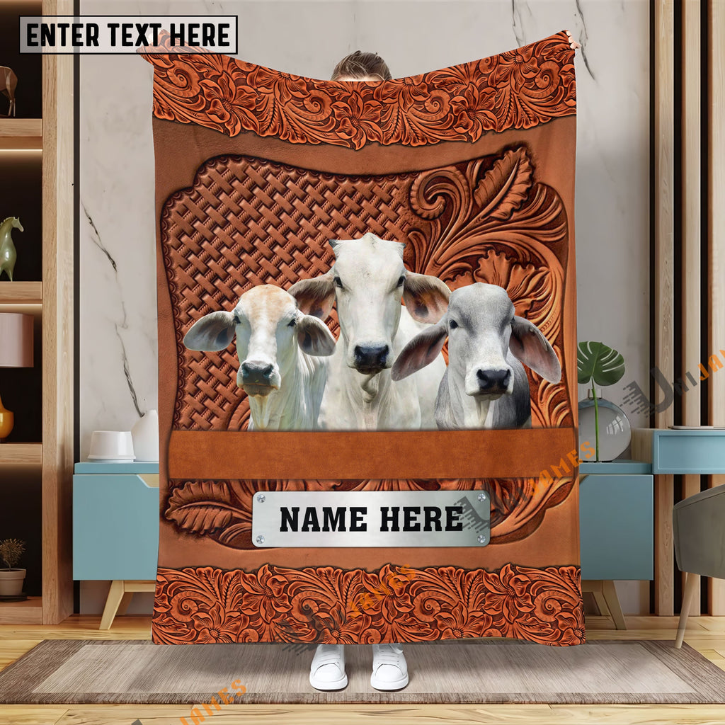 Brahman Cattle Farming Life Personalized Name Blanket