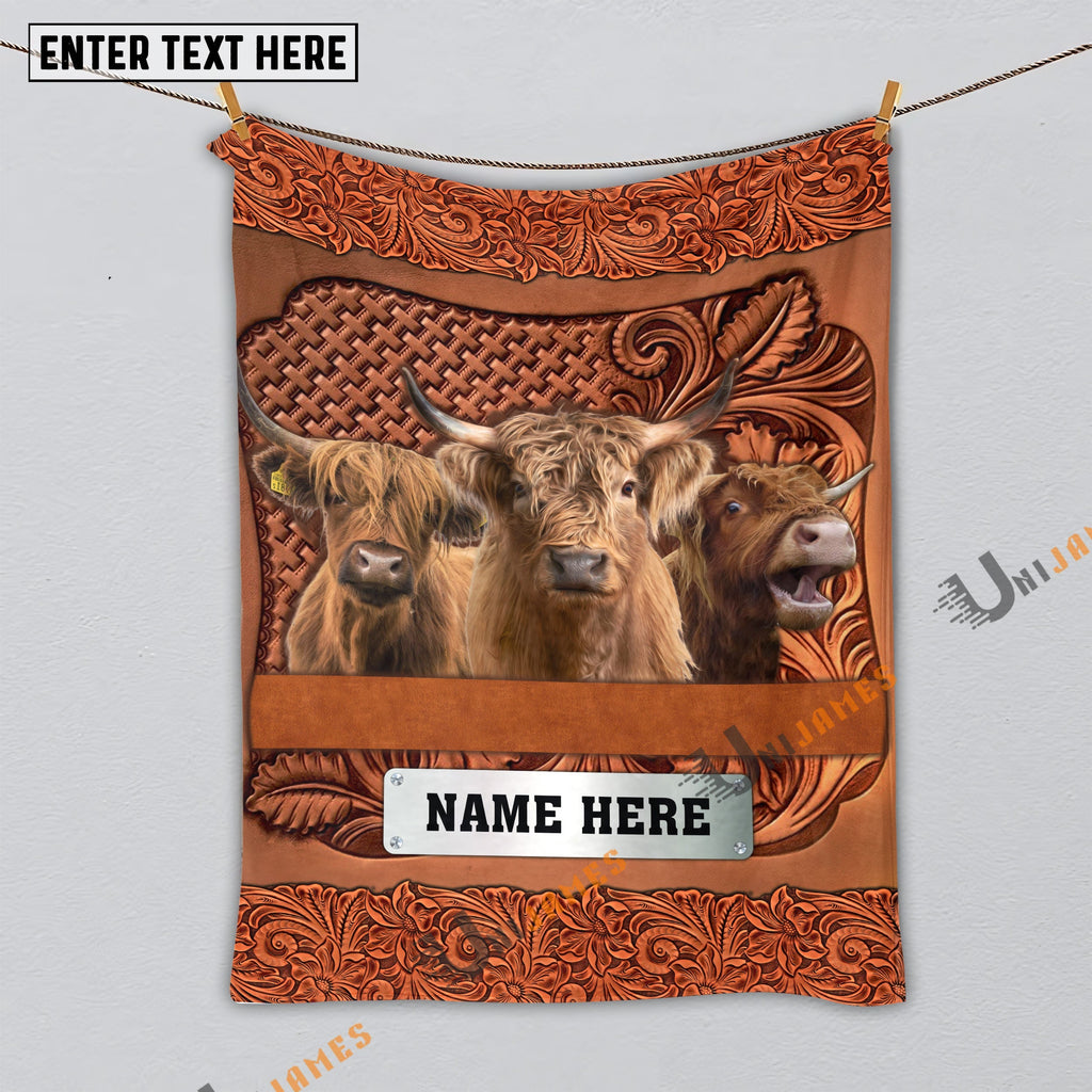 Highland Cattle Farming Life Personalized Name Blanket