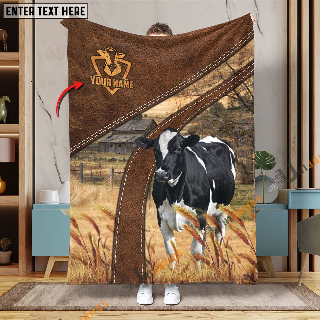 Personalized Name Holstein Brown Blanket