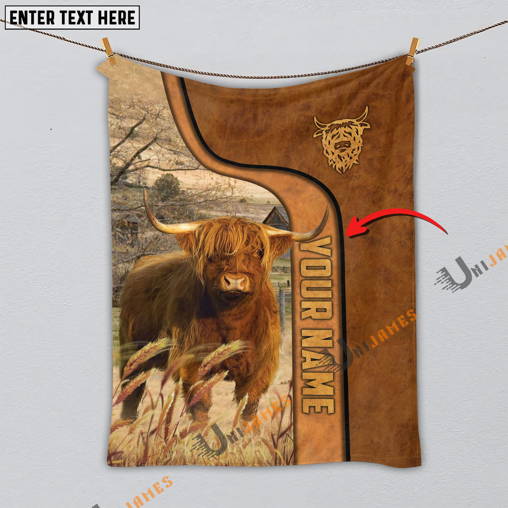 Personalized Name Highland Premium Brown Pattern Blanket