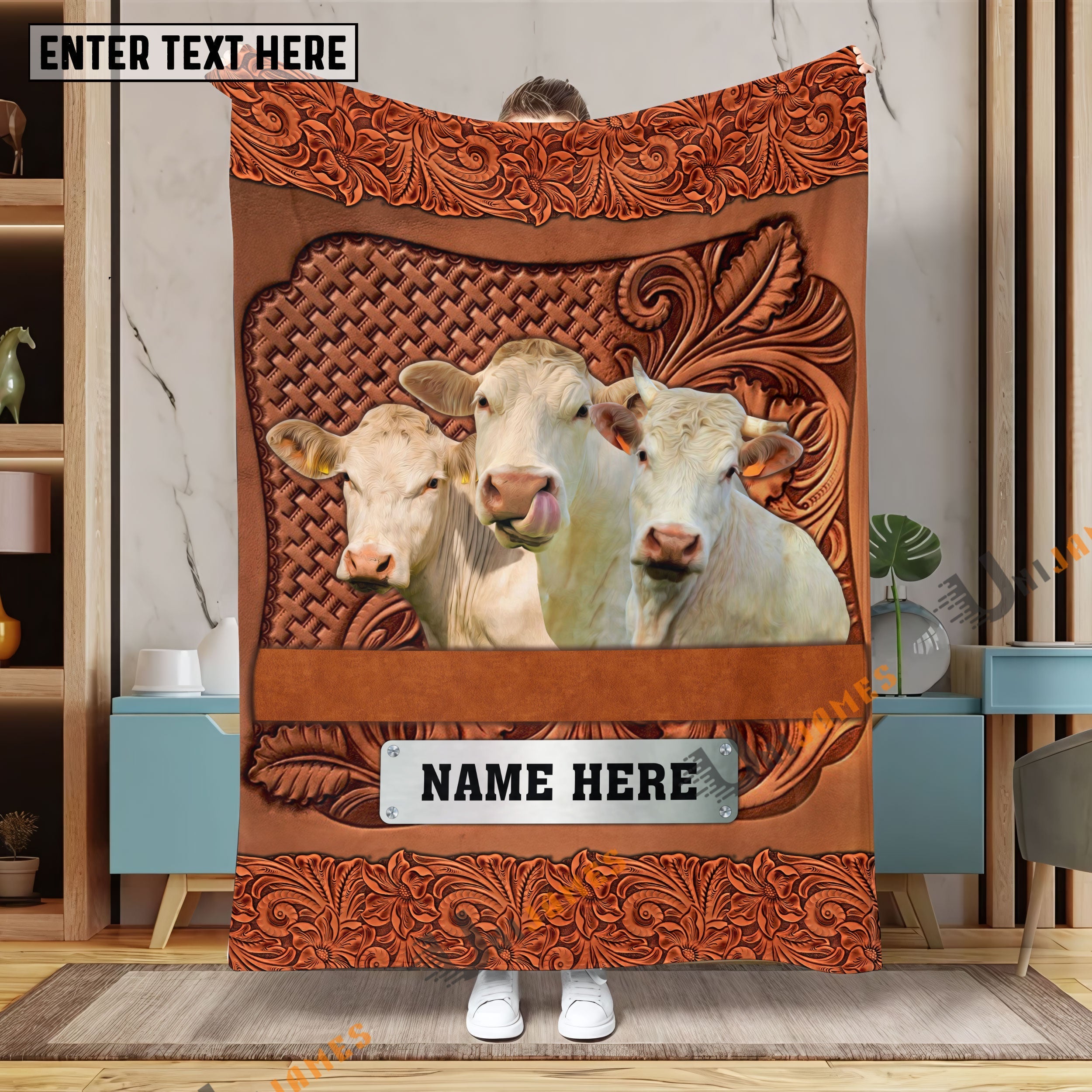 Charolais Cattle Farming Life Personalized Name Blanket