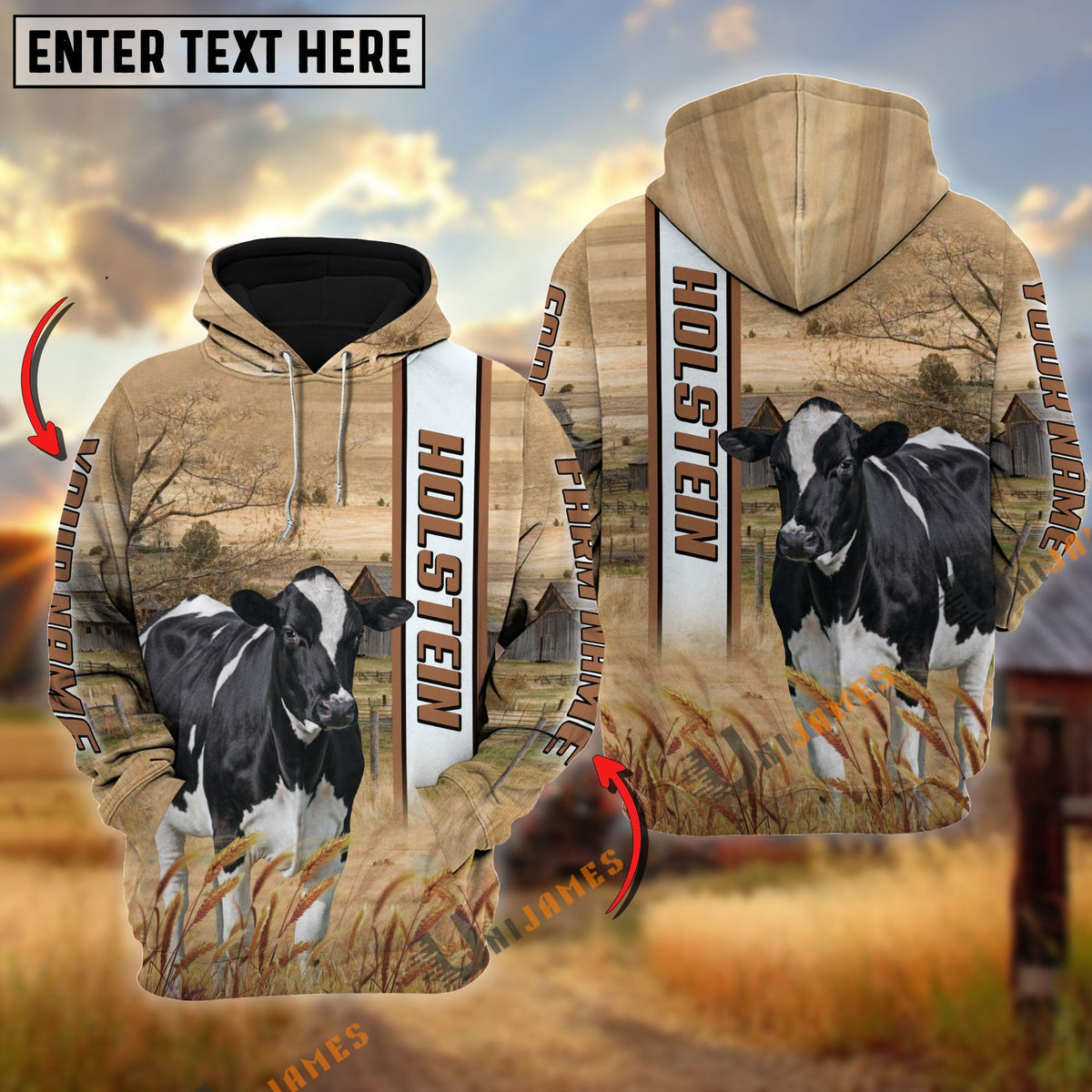 Holstein Happy Farm Life Personalized Name, Farm Name 3D Hoodie