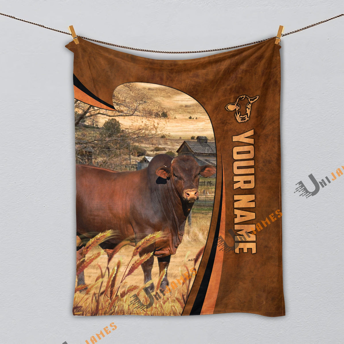 Personalized Name Beefmaster Premium Brown Pattern 3D Blanket