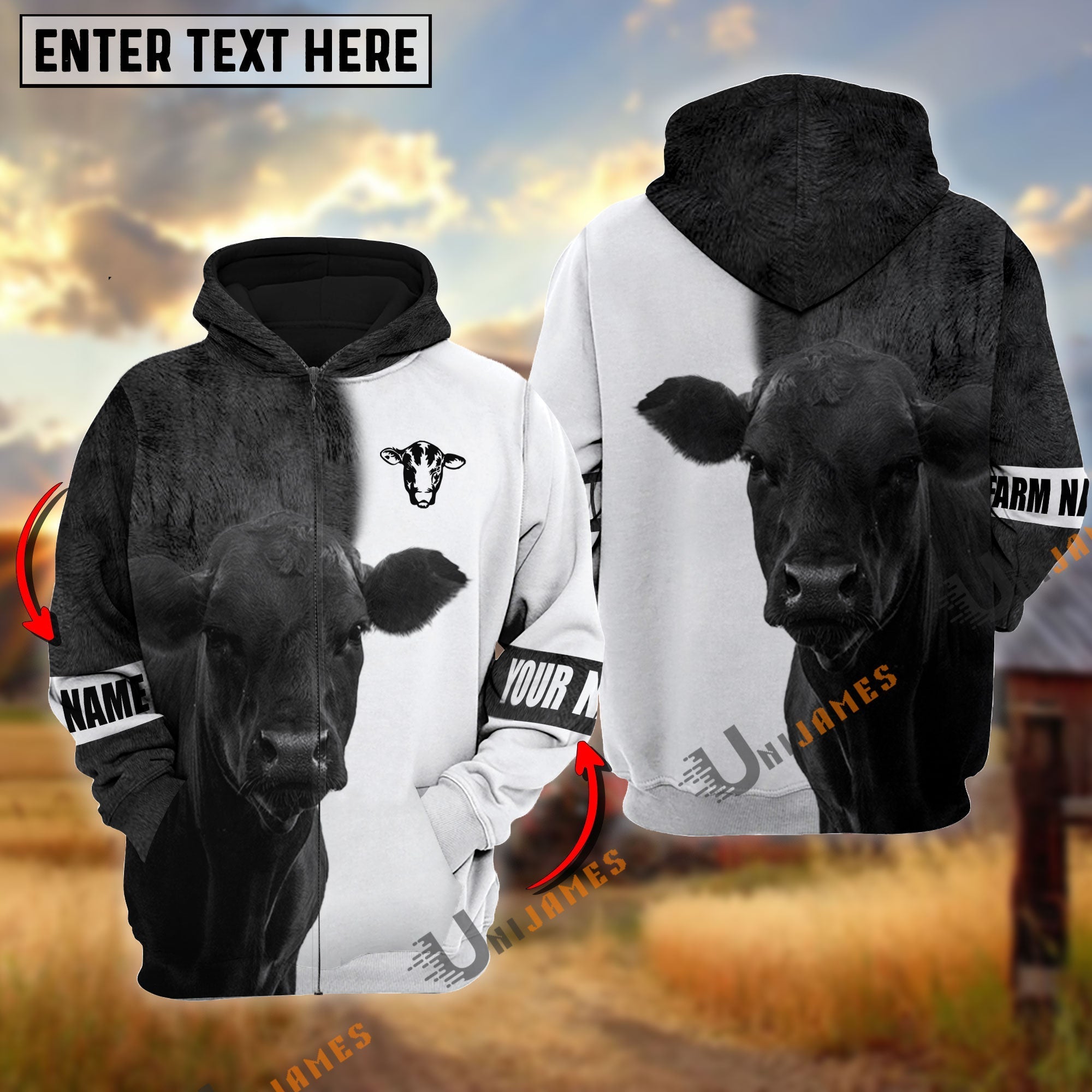 Black Angus Cattle And White Personalized Name Shirt