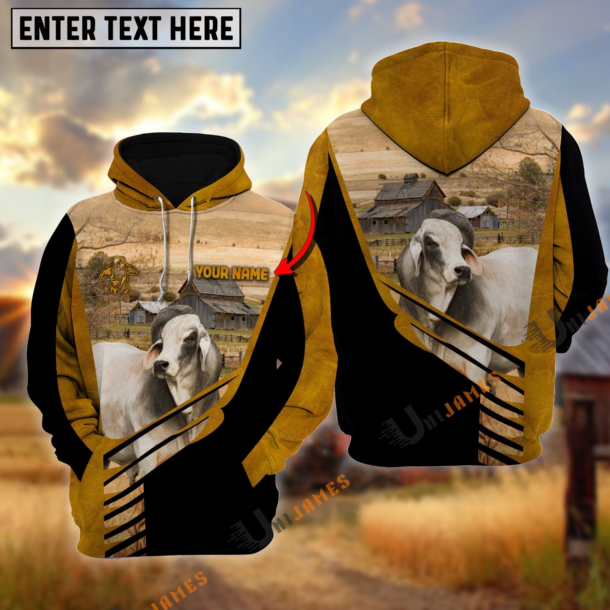 Lucky Brahman On Farm Personalized Name Hoodie