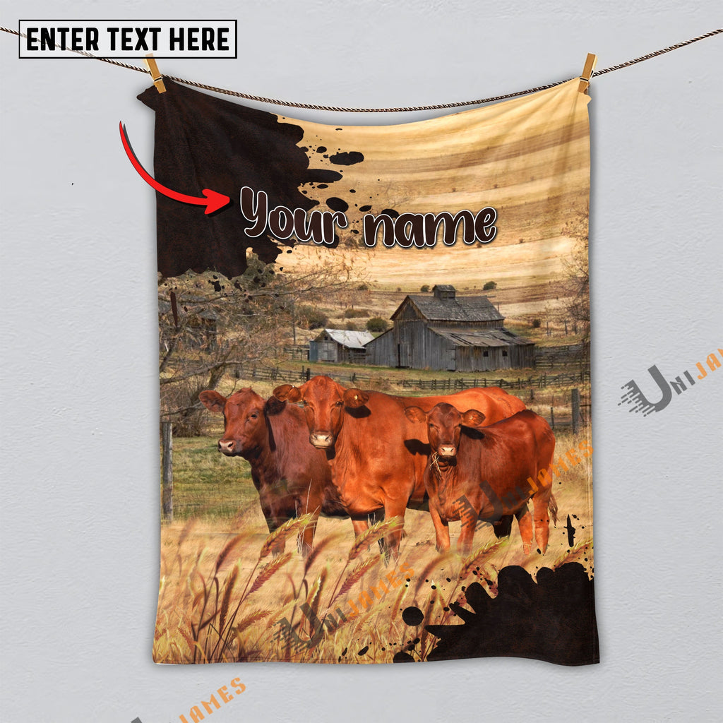 Personalized Name Diligent Red Angus Blanket