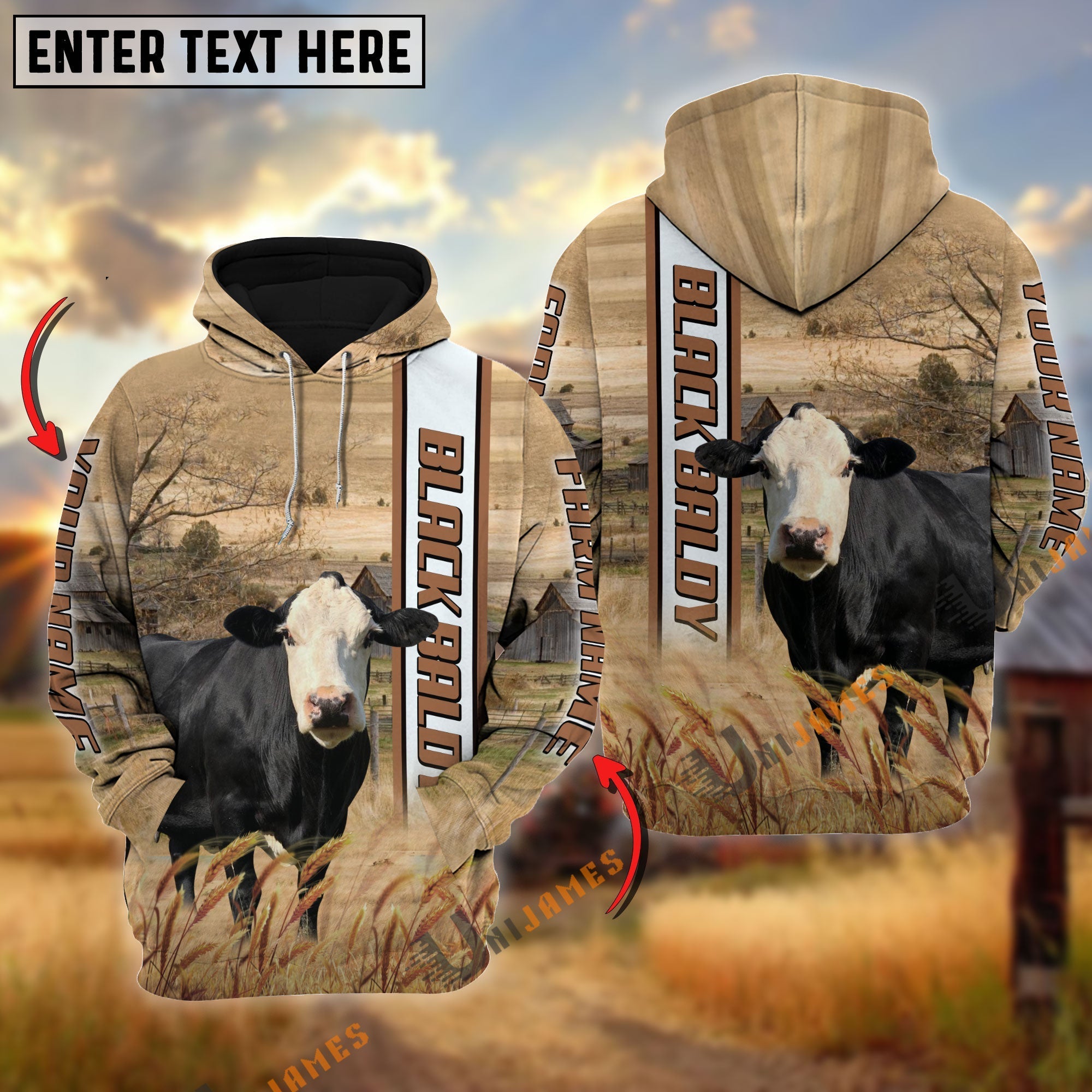 Black Baldy Happy Farm Life Personalized Name, Farm Name 3D Hoodie