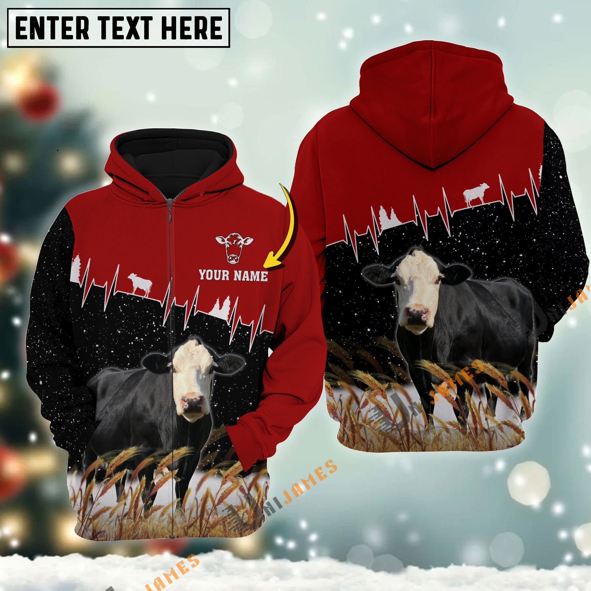 Personalized Name Black Baldy Xmas Hoodie