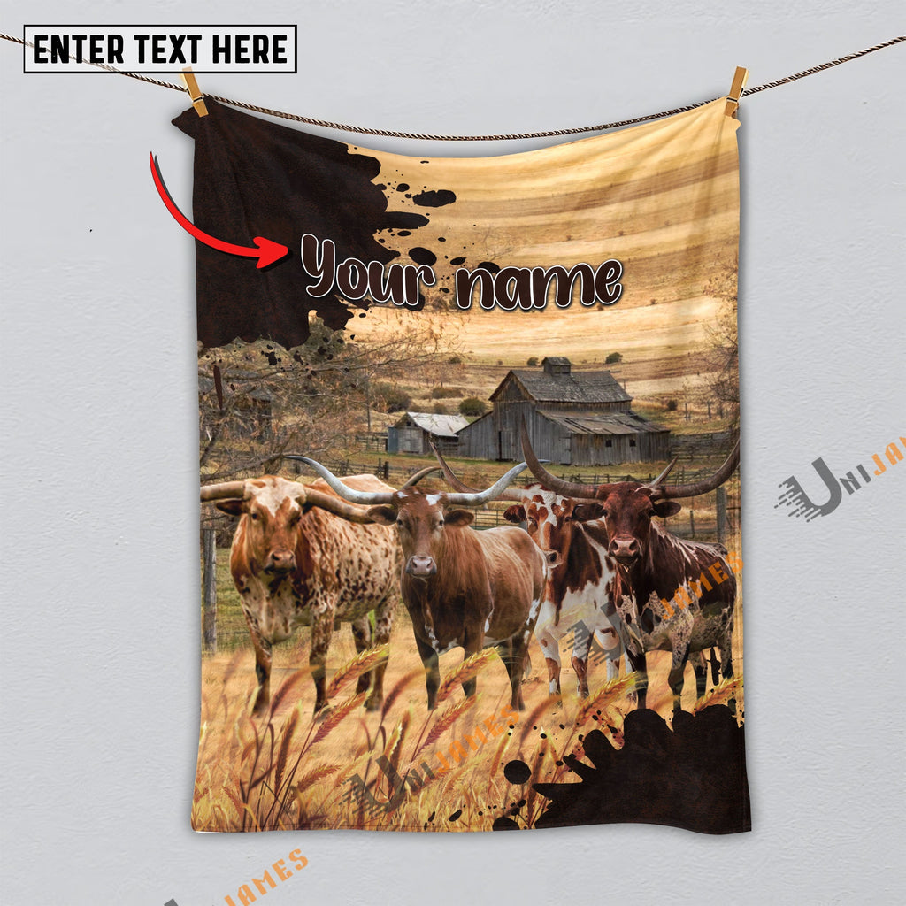 Personalized Name Diligent Texas Longhorn Blanket