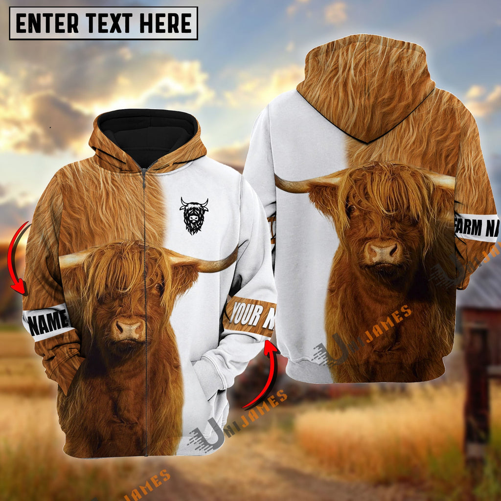 Highland Cattle And White Personalized Name Shirt