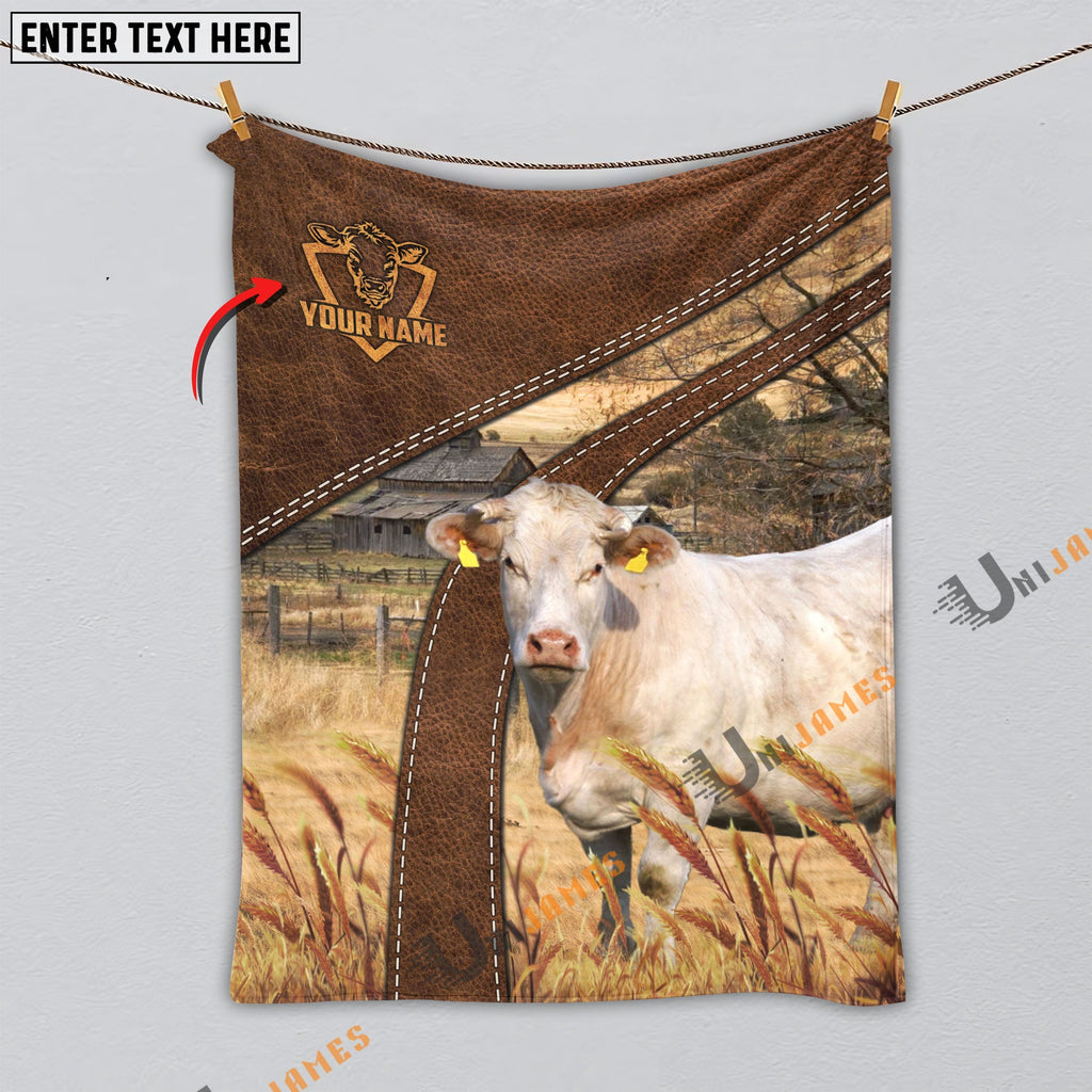 Personalized Name Charolais Brown Blanket
