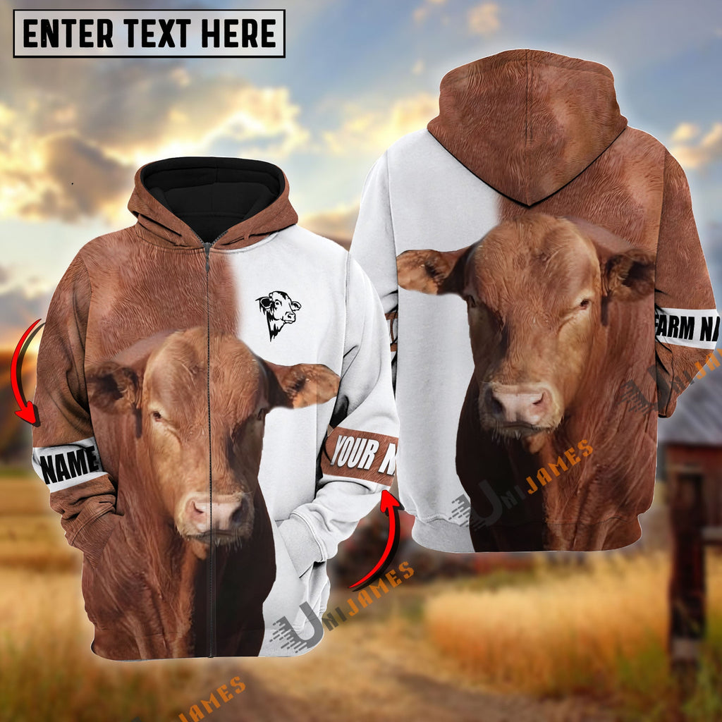 Beefmaster Cattle And White Personalized Name Shirt