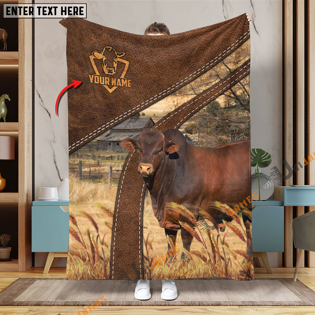 Personalized Name Beefmaster Brown Blanket