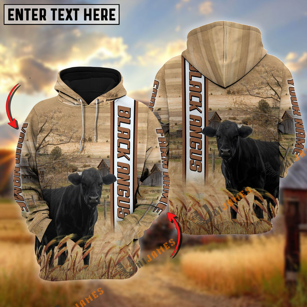 Black Angus Happy Farm Life Personalized Name, Farm Name 3D Hoodie