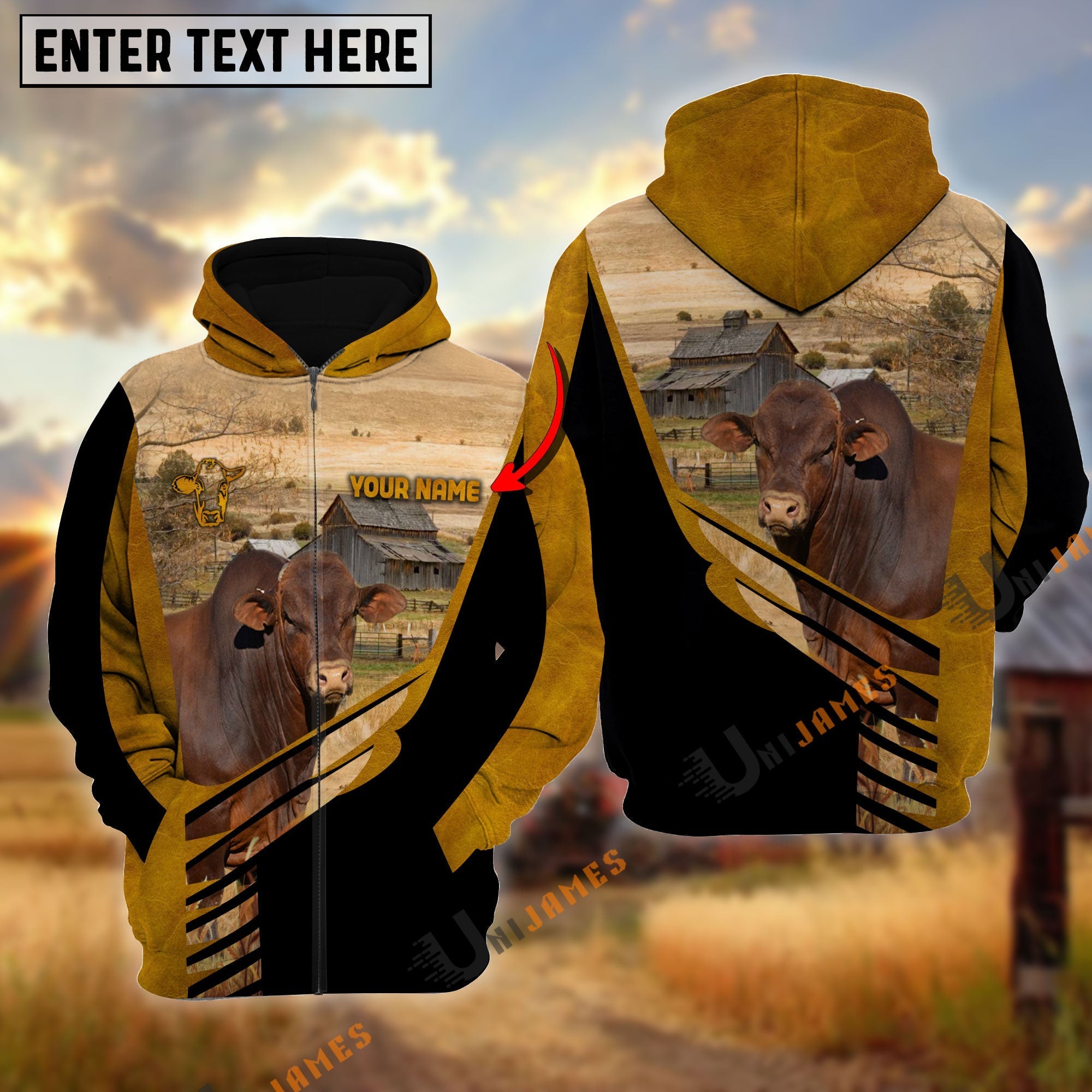 Lucky Beefmaster On Farm Personalized Name Hoodie